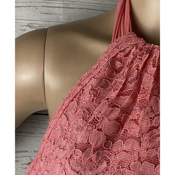 NWT David's Bridal Halter Dress Size 8 Parfait Pink Lace Bodice Chiffon Skirt - Picture 3 of 12